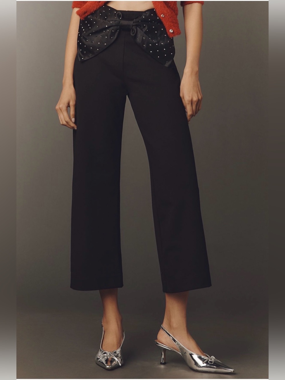 Maeve The Colette Crop Bow-Waist Sparkle Pants